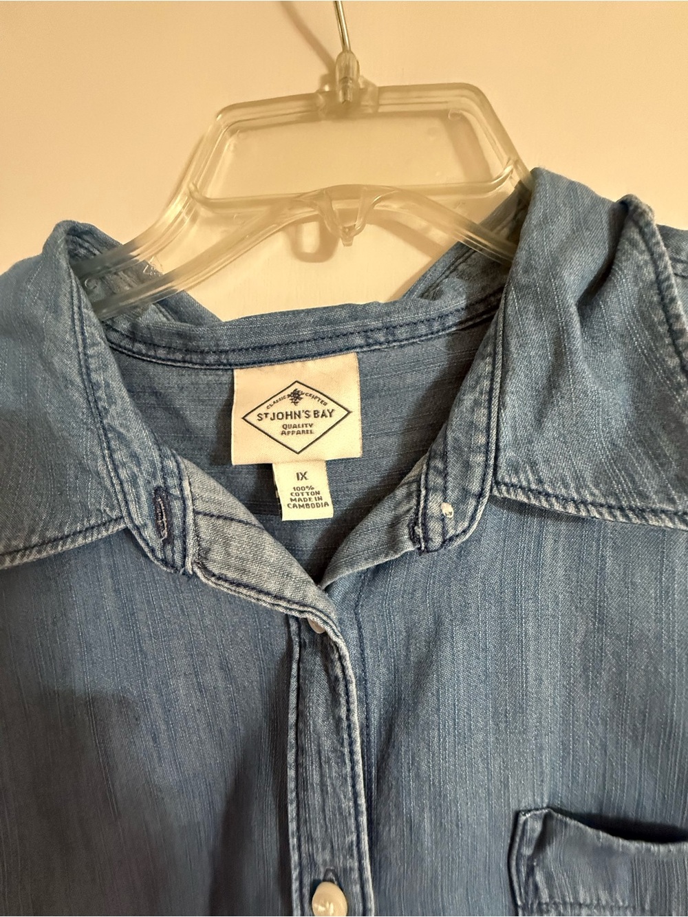 St. John's Bay Chambray Blue Button-Front Shirt